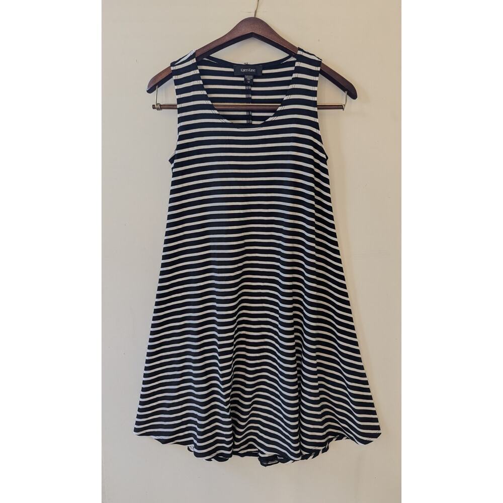 Karen Kane Black White Striped Sleeveless A-Line Swing Mini Dress 1N94905 M USA